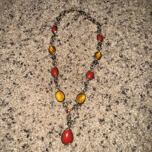 Yellow and Orange Silver Necklace